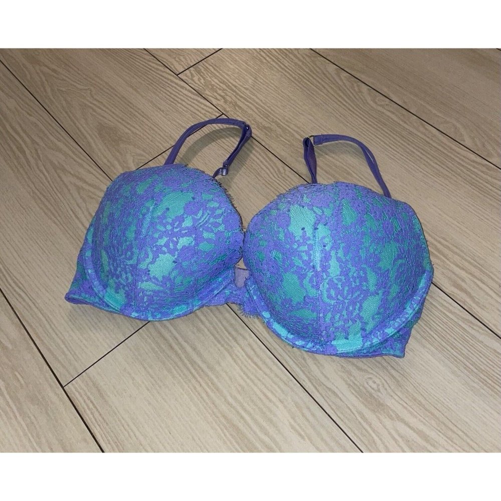 Victorias Secret Very Sexy Push Up Bra Padded UW Lace Womens 34D Blue Purple - Picture 1 of 6